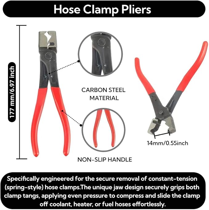 5-Piece Automotive Electrical Tool Kit - Disconnect Pliers, Hose Clamp Pliers, Connector Separator & Terminal Removal Tool Set for Cars