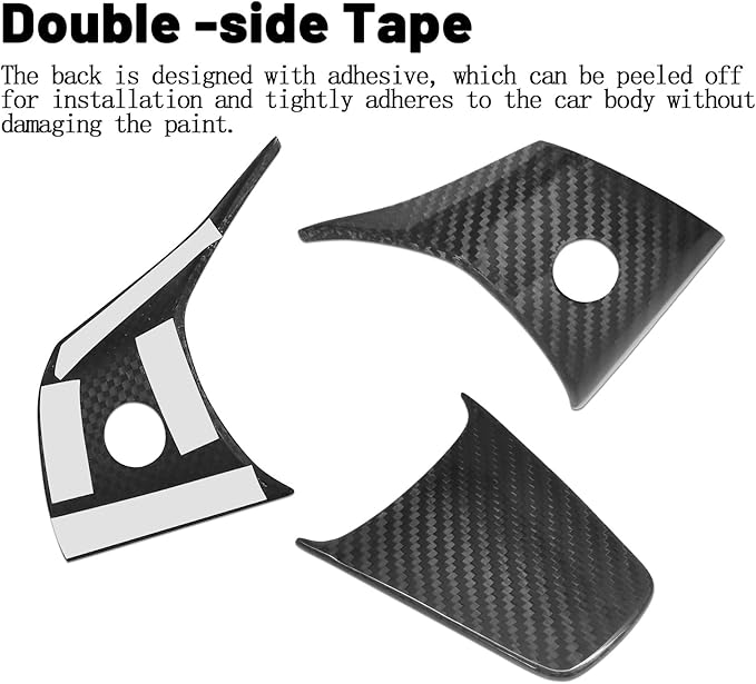Compatible with Tesla Model 3/Y 2017 2018 2019 2020 2021 2022 2023 Real Carbon Fiber Steering Wheel Button Cover Interior Decoration Trim Accessories