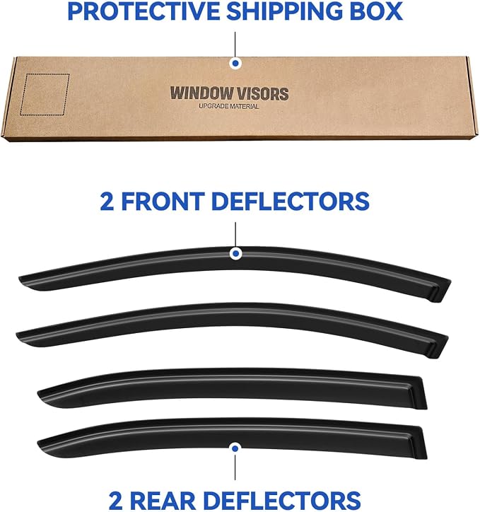 Window Visors Rain Guards for 2014-2018 Mazda 3 Sedan, Out-Channel Window Vent Wind Deflectors Visors Shades for 14-18 Mazda 3 Hatchback
