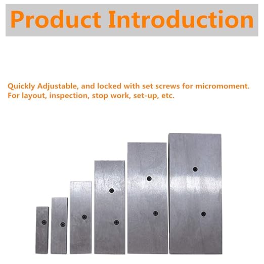 findmall 6 Pcs Adjustable Parallel Set 3/8" - 2-1/4" Hardened Steel Accuracy Parallels Set for Layout Inspection Stop Work Set-Up Etc