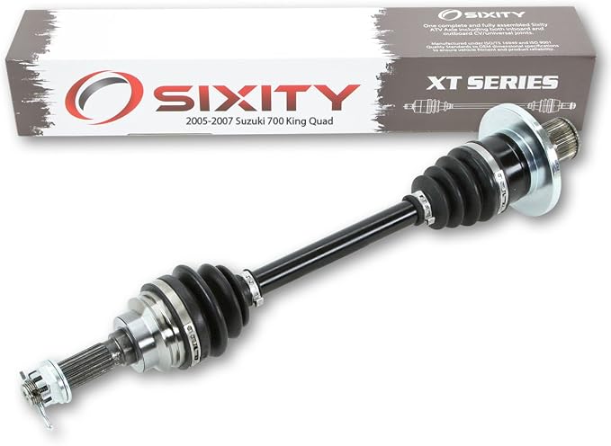 Sixity XT Rear Left CV Axle for Suzuki KingQuad 700 2005-2007 - LT-A700X | 4X4. Complete axle assembly with a 5140 chrome steel shaft, inboard and outboard CV joints, fully assembled