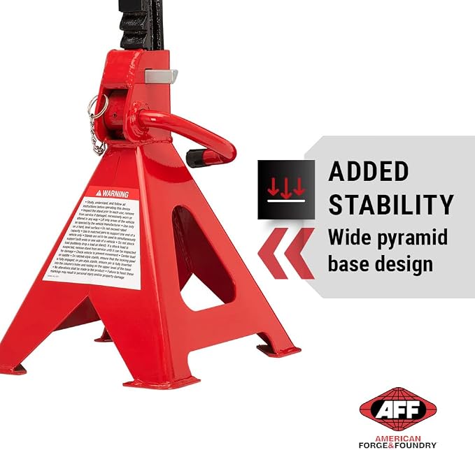 AFF 6 Ton Jack Stand Set - Heavy Duty Ratchet Style Jack Stands - Pair