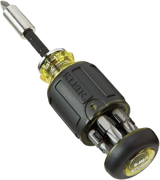 Klein Tools 32933 Impact Driver, 7-in-1 Impact Flip Socket Set & 32304 Screwdriver & 32308 Multi-bit Stubby Screwdriver