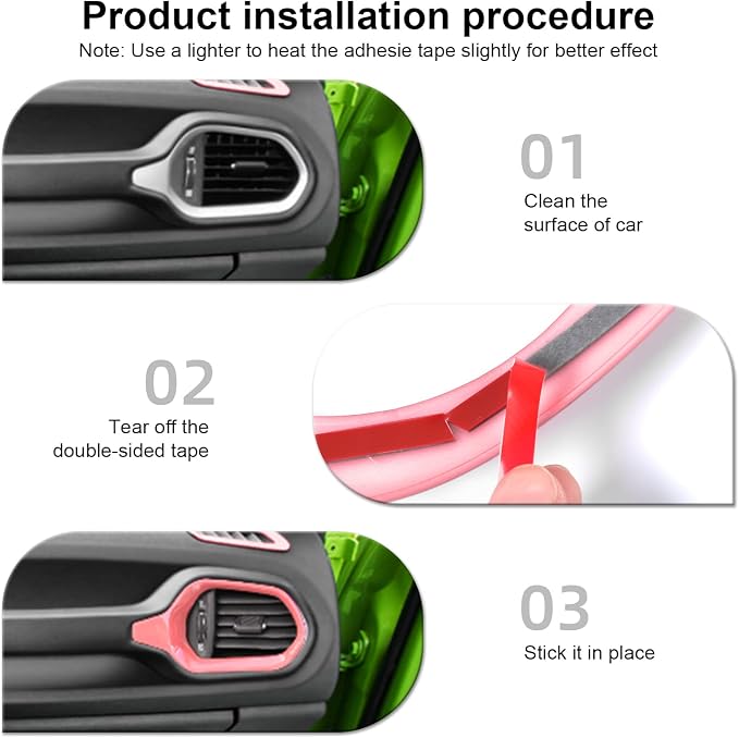 CheroCar 31 PCS Full Set Interior Decoration Trim Kit Steering Button Cover Door Handle Cover Air Outlet Cover Cup Holder Gear Cover Trim Door Speaker Cover for Jeep Renegade 2016-2018,Pink…