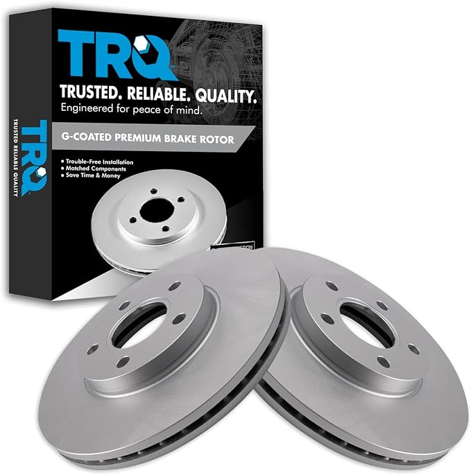 TRQ Front Brake Rotor Set G Coated Vented Compatible with 2010-2013 Ford Transit Connect