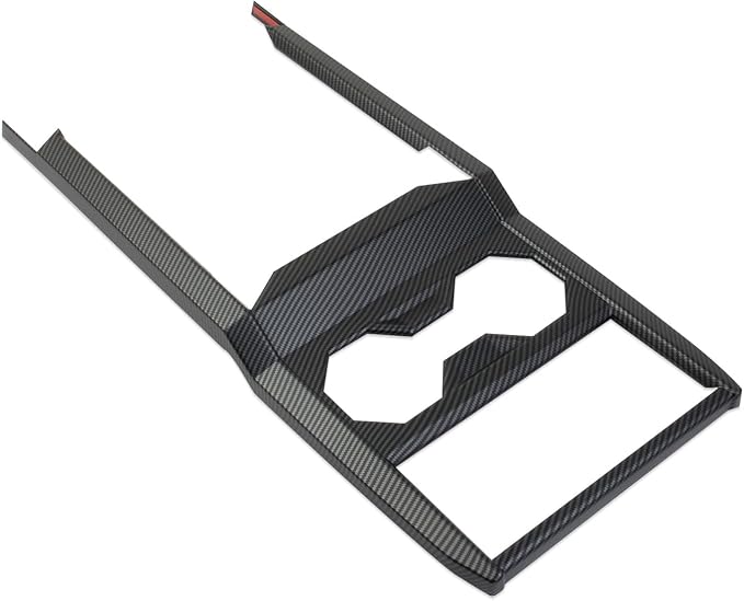 Carbon Fiber Style Central Control Cup Holder Wireless Charging Slot Frame Trim Accessories for Tesla Cybertruck (Matte Surface)