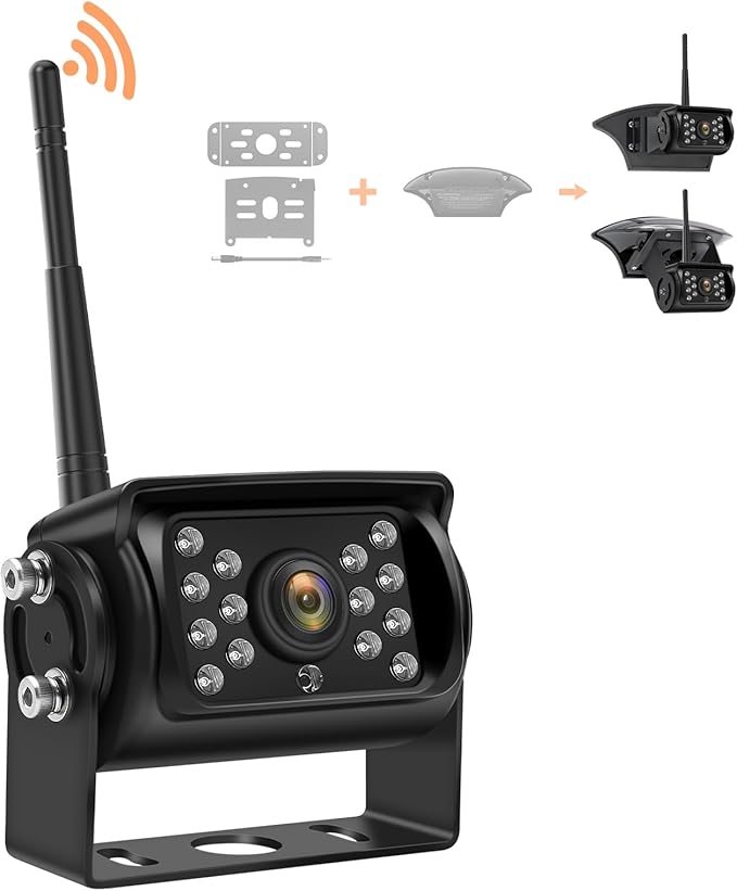 Wireless Backup Camera IP69 Waterproof Clear Night Vision Reverse Rear View Back up Camera for Vehicle Cars Pickup Trucks SUV RV Van
