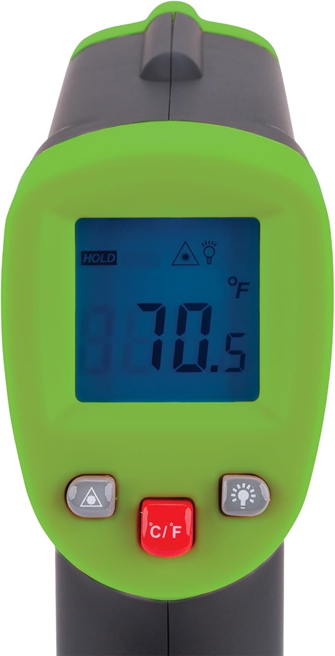 Performance Tool W89721 Non-Contact Digital Laser Infrared Thermometer, Orange and Black With 12:1 Spot Ratio