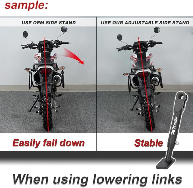 xitomer 0-3" Adjustable Kickstand Fit for FZ-07 MT-07 / XSR700 2016-2026 / Tracer 7 2021-2025/ Tracer 700 2016-2020 Motorcycle Adjustable SideStand