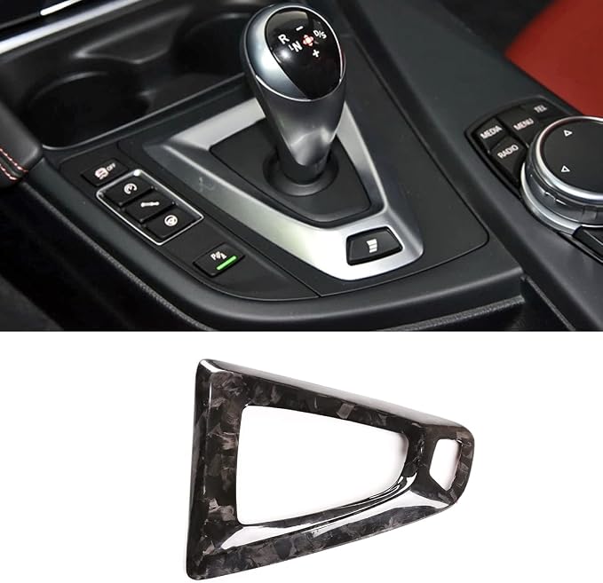 Fit for BMW F80 F82 M3 M4 2014 to 2019 Center Console Gearbox Decorative Panel Frame, Real Carbon Fiber Interior Accessories Gear Lever Panel Base Cover (LHD - Forged Carbon)