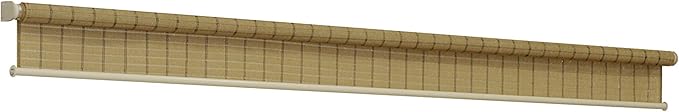 Coolaroo Wand Operated Outdoor Roller Shade – Cordless Sun Blocking Window Blind for Patio, Deck, or Sunroom – Fade Resistant, Smooth Wand Operation, Kid-Safe, Hardware Included, 8' x 6', Bamboo