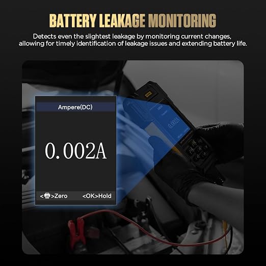 AUTOOL Car Battery Tester 12V 24V Automotive Battery Load Tester 30-2000 CCA, Battery Tester with Printer, Support Lithium Battery, Cranking & Charging & Leakage Test, Data Review Protection