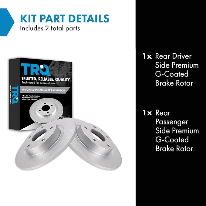 TRQ Rear Brake Rotor Set G Coated Solid Compatible with 2014-2021 Mazda 6
