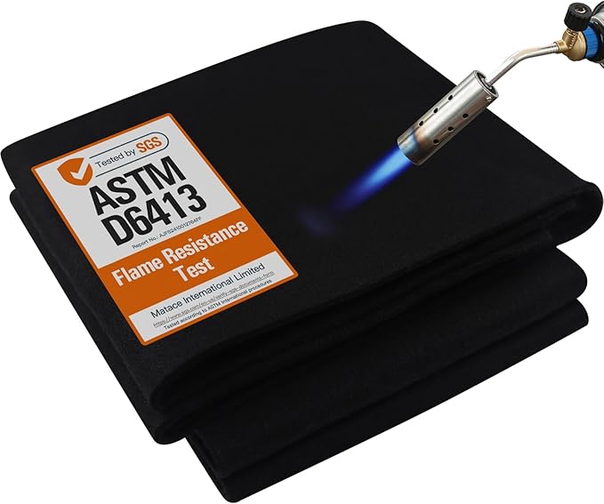 Matace Welding Blanket Fireproof 6x8 Feet Carbon Felt Soldering Mat & Pad, 5mm Flame Retardant Fabric, Heat Shield for Brazing, Automotive Repair, Grill & Smoker, HVAC Plumbing, Black