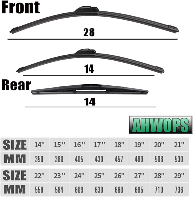 3 Wiper Front and Rear Wiper Blades for Honda Fit 2009-2020, OE Original Style (28″/14″ Front/14″ Rear) For My Car