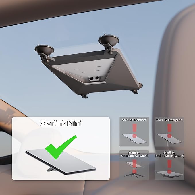 DAIERTEK Starlink Mini Suction Cup Mount, Starlink Mini Sunroof Mount, Waterproof, for Car, Rv, Grey