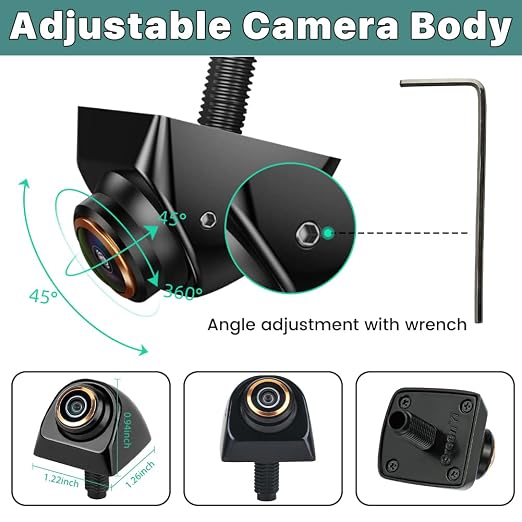 GreenYi Cigarette Lighter for Car Backup Camera + HD Backup/Front/Side View Camera with Gold Rim