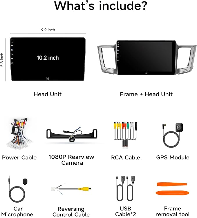 10.2" Car Radio Stereo for Toyota RAV4 2013-2018 - Wireless CarPlay & Android Auto | IPS HD 5G WiFi Touchscreen | GPS Navigation | Bluetooth FM with SWC | HD Backup Camera