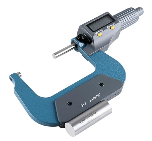 Accusize Industrial Tools 2-3''/50-75mm by 0.00005'' 2 Keys Electronic Digital Outside Micrometer, Md71-0003 | 2-Key Electronic Digital, Carbide-Tipped, Data Output, 0.00005 in Resolution