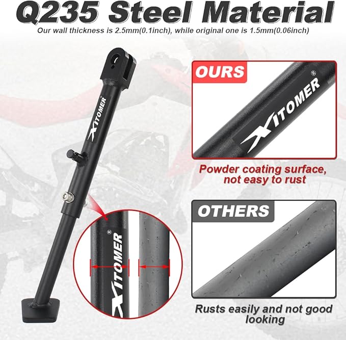 Xitomer Iron 0-4 inch Adjustable Kickstand Side Stand Fit for CRF300L / Rally 202-2025, CRF300LS 2023-2025 Motorcycle Adjustable Side stand