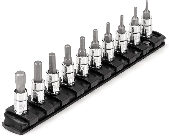 TEKTON 1/4 in Drive Hex Bit Socket Set with Rail, 10-Piece (5/64-5/16 in) | SHB90105