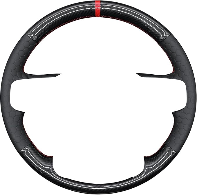 MEWANT Steering Wheel Cover for Chevy Silverado 1500 2019-2024/2500 3500 2020-2024/Blazer 2019-2024/Suburban Tahoe 2021-2024 Carbon Fiber Hand-Stitched Steering Wheel Wrap