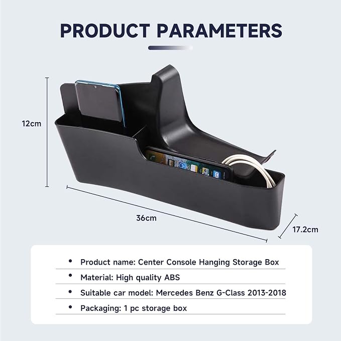 TOYCIDFG Gear Shift Console Hanging Storage Box Side Organizer Tray Compatible with Mercedes Benz G Class 2013-2018 W463 G350 G400 G500 G55 G63 G65 Car Accessories (Benz G-Class 2012-2018)