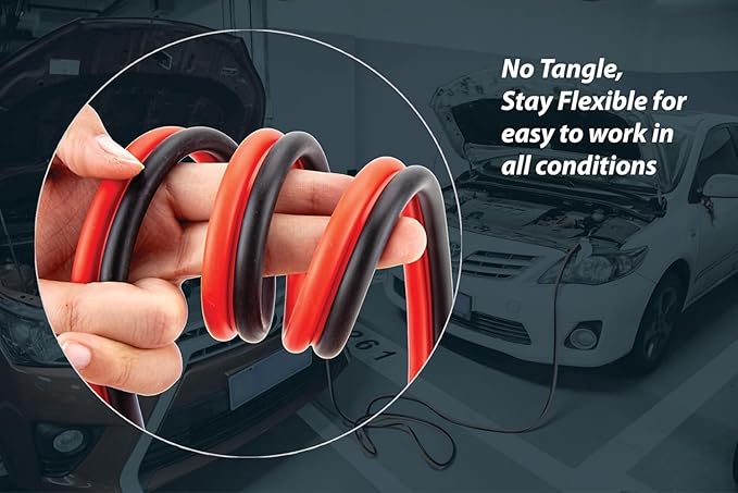 Justin Case Super Heavy-Duty Jumper Cables for Car, Includes 1 Gauge Wire Conductor 25' Car Jumper Cables & 365 Days of Roadside Assistance