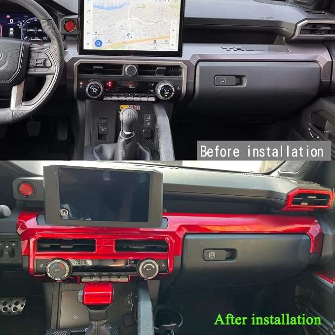 Dashboard Cover for Toyota 4Runner 2025 2026 Interior Accessories 8inch&14inch Display Center Consoles ABS Frame Trim (Dark Red, Dashboard Cover for 4Runner)