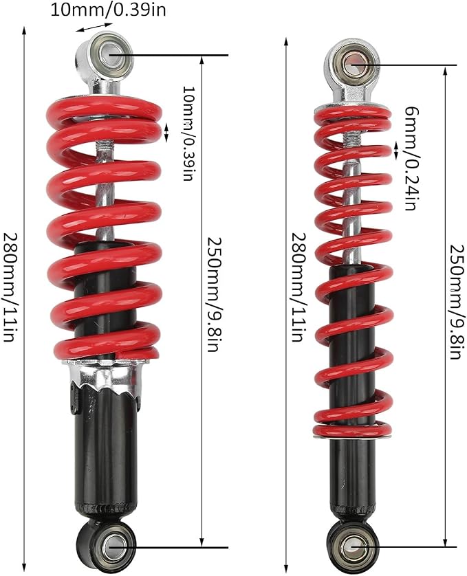4PCS Front Rear Suspension Shock Absorber 250mm Adjustable for Dirt Pit Bike ATV Kart,Shock Absorbers and Brackets