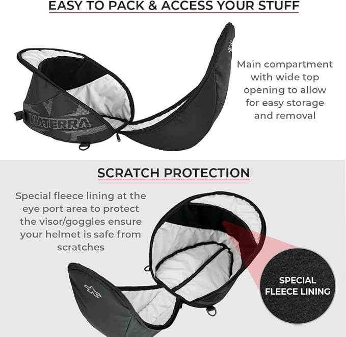 ViaTerra ADV Helmet Bag (Black Grey) I Avoid Scratches & Dirt on Helmet Visor I for Safe Carry & Storage of Off Road Helmets I Lined with Foam Padding
