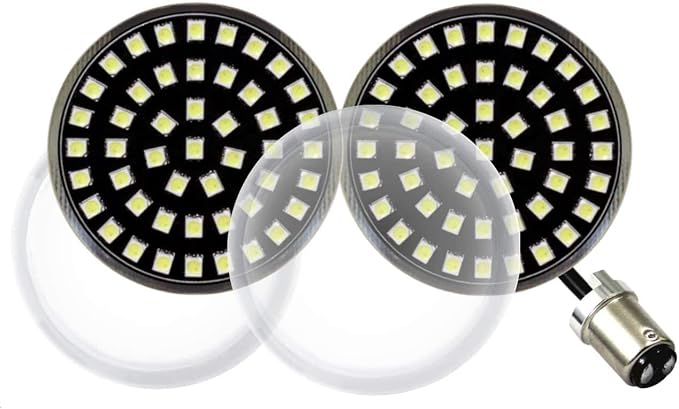 Eagle Lights Generation II Midnight Edition Front 2 Inch LED Turn Signals with White Running Lights Compatible with Harley Davidson Motorcycles - Includes Clear Lenses / 1157 Base