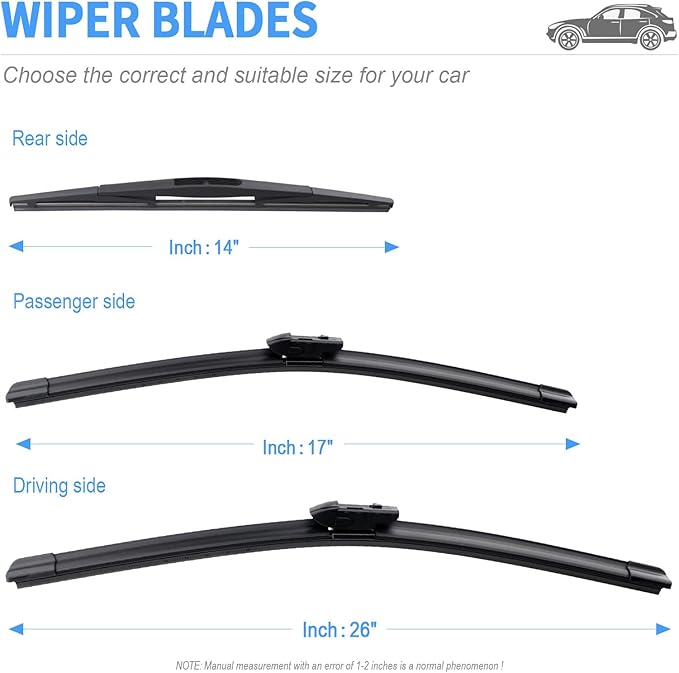Gavimnal® 26"+17"+14" Silicone Wiper Blades Replacement For Subaru Forester 2019-2025,All-Season Front Rear Windshield Wiper Blades(Set of 3)