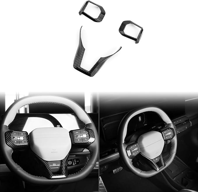 ABS Car Steering Wheel Frame Cover Steering Wheel Button Panel Frame Compatible with Kia K4 GT-Line 2025 Kia EV6 GT-Line 2025 Kia EV3 GT-Line Kia EV4 GT-Line Accessories(Carbon Fiber Style)