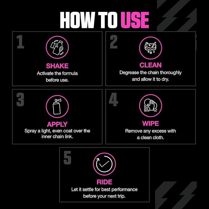 Muc Off Wet Motorcycle Chain Lube, 400 Milliliters - Premium Motorbike Chain Lubricant Spray - Formulated for Wet Weather Conditions