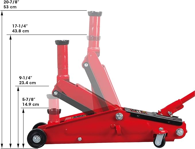 BIG RED T83006 Torin Hydraulic Trolley Service/Floor Jack with Extra Saddle (Fits: SUVs and Extended Height Trucks): 3 Ton (6,000 lb) Capacity, Red