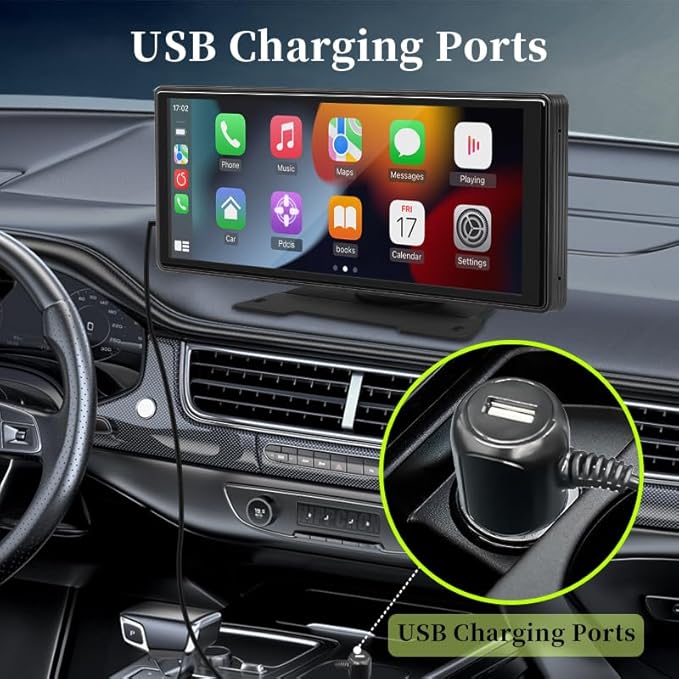Carplay Screen For Car,10.26“ Portable CarPlay&Android auto With Reversing camera,Voice Control/Bluetooth/Mirrorlink/AUX