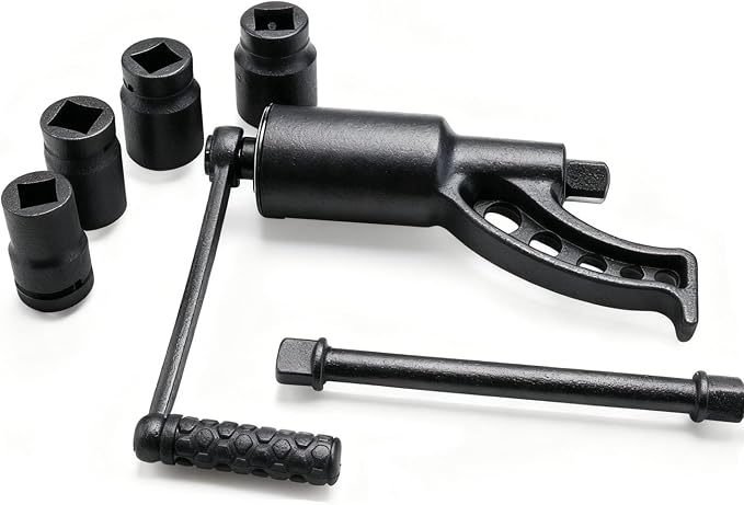 Heavy Duty Torque Multiplier Wrench - 1:64 Torque Wrench Set Labor Saving Lug Nuts Remover 1'' Drive 4800 NM with 7 PCS CR-V Sockets Set for Semi Truck & Rvs with Storage Case
