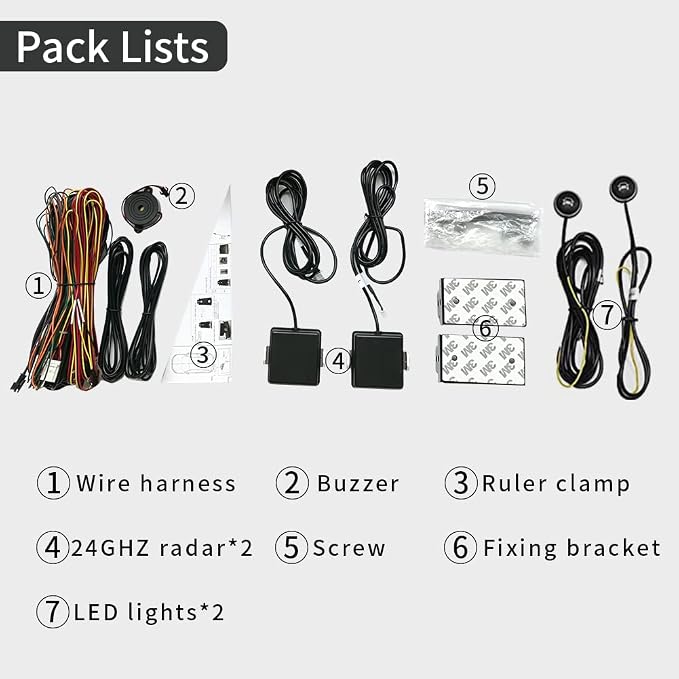 BY-J Blind Spot Monitoring System, 24GHz Millimeter Wave Radar Universal Car Blind Spot Detection System, Reversing Radar Parking System