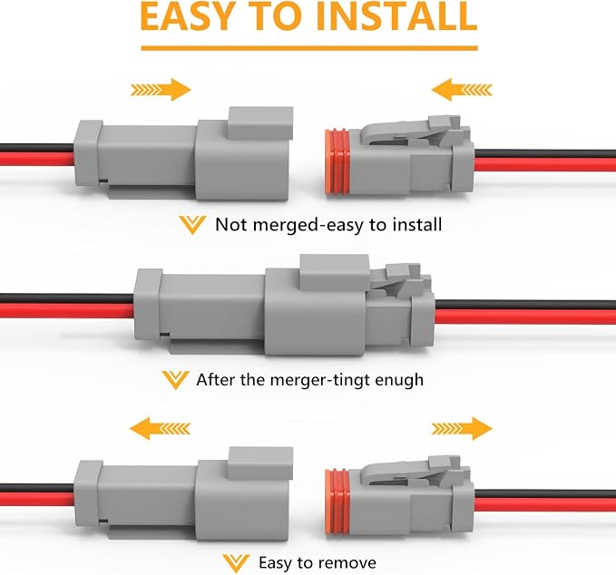 Newdeli Deutsch 2 Pin Connector Kit Waterproof Electrical Connector 16 AWG Male and Female Automotive Wire Connectors for Car Truck Boat, Dt Connector 6 Sets