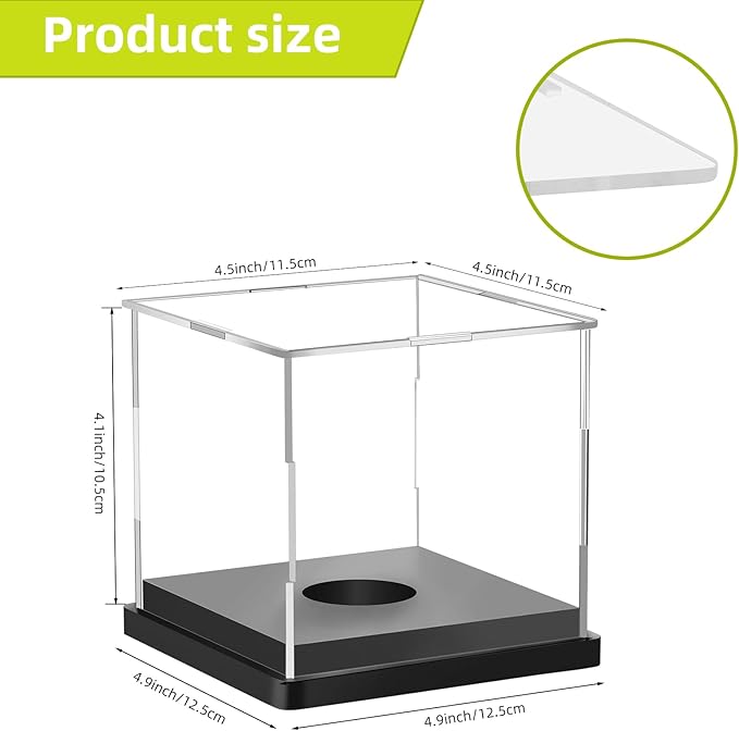 Hooqict 4 Pack Arcylic Softball Display Case Clear Softball Holder UV Protected Stand Championship Display Case Memorabilia Square Box for Golf Tennis Game Ball Baseball