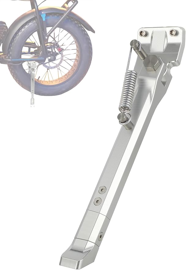 Kickstand for Ebike,CNC Aluminum Adjuster Side Kick Stand for 24-29 Inch Electric Mountain Bike Bicycle with 40mm Mount Hole - Silver