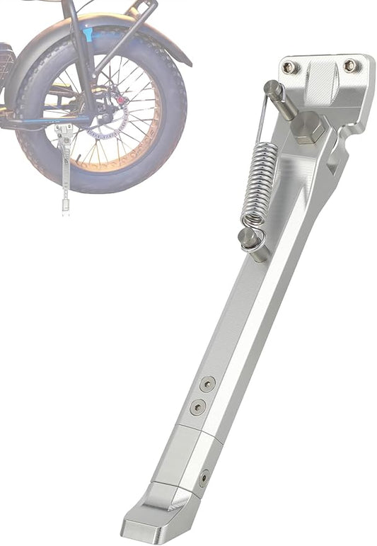 Kickstand for Ebike,CNC Aluminum Adjuster Side Kick Stand for 24-29 Inch Electric Mountain Bike Bicycle with 40mm Mount Hole - Silver