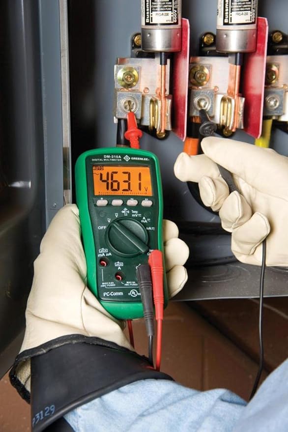 Greenlee DM-210A Digital Multimeter With Auto and Manual Ranging Operation and Non-Contact Voltage Detection, Green