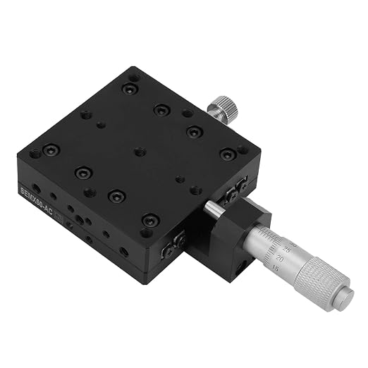 X Micrometer Linear Stages, 60×60mm Manual FinE Tuning Crossing Roller, Precise Linear Stage Displacement Trimming Bearing Sliding Table