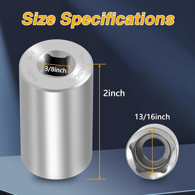 EVRBUL Stainless Steel 13/16" Penta Socket with 3/8" Drive Impact Utility Socket for 13/16" Pentagon Nuts and Bolts on Utility Service Applications