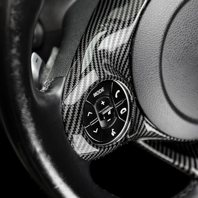 Car Steering Wheel Button Panel Protection Frame Trim - Molding Sticker for Interior Decoration, Compatible with Kia Soul 2020-2025 Accessories-Carbon Fiber Pattern