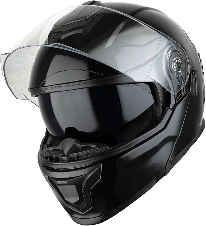 1Storm Motorcycle Street Bike Modular/Flip up Dual Visor Sun Shield Full Face Helmet HJK920