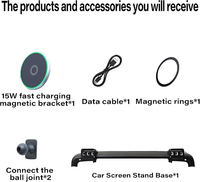 Car Phone Holder for Ford Ranger 2023 2024 2025 Accessories Apply to 12.1 Inch Touch Screen 15W Fast Wireless Charger Screen Fixed Clip Cell Phone Mount
