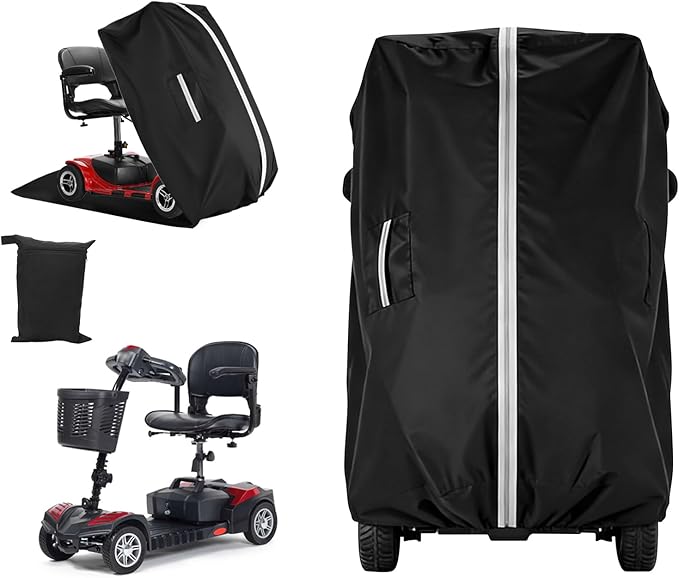 Upgraded Mobility Scooter Storage Cover, Heavy Duty 600D Oxford Fabric Electric Wheelchair Cover with Reflective Strips, L 49“ x W 23” x H 41", Use for Mobility Wheelchairs